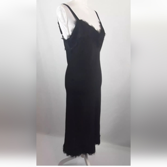 Rebecca Minkoff Black Lace Trim Midi Slip Dress Size M & S NWOT - Picture 3 of 16